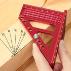 Extended 3D Multi-Angle Carpentry Square Protractor W/ Fast Angle Positioning Dowel Pin - 2 IN 1 Woodworking Measuring Ruler