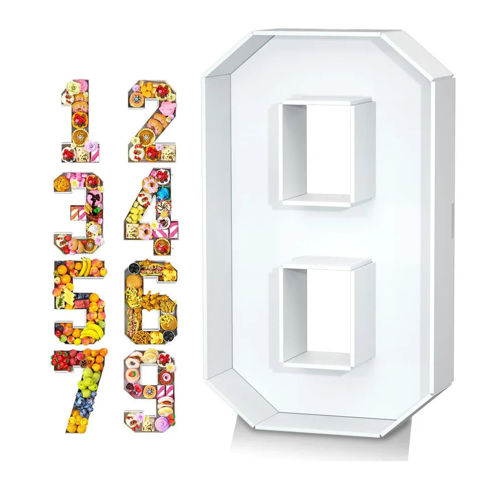 Food Fillable Number Shaped Sweets Flower Candy Cupcake Container Box for Wedding Anniversary Birthday Party Baby Shower Decore