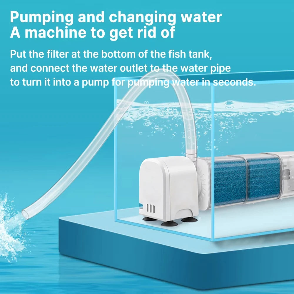 Aquarium Filter Pump Fish Tank Submersible Silent Air Oxygen Aerator Internal Water Pump Aquarium Air Pump Wave Maker 220v
