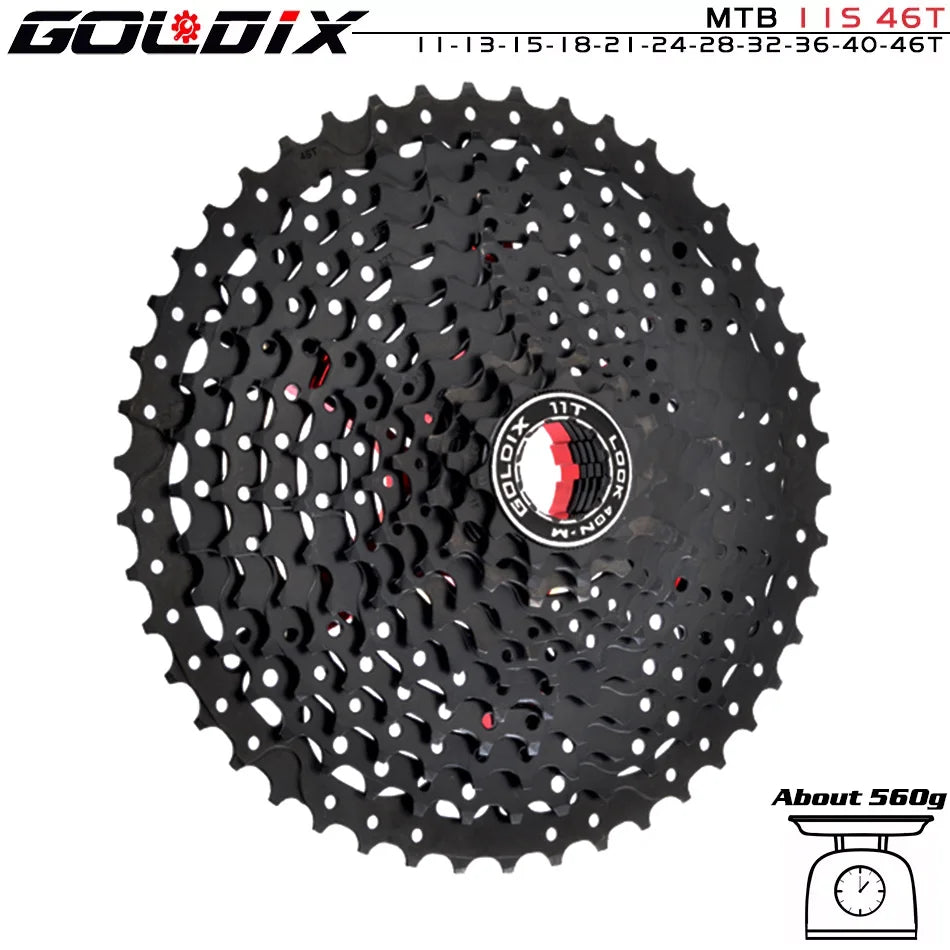 GOLDIX Black MTB Cassete 8/9/10/11/12 Speed 40/42/46/50/50T K7 8/9/10/11/12v Bicycle Freewheel Bicycle Sprocket for Shimano/SRAM