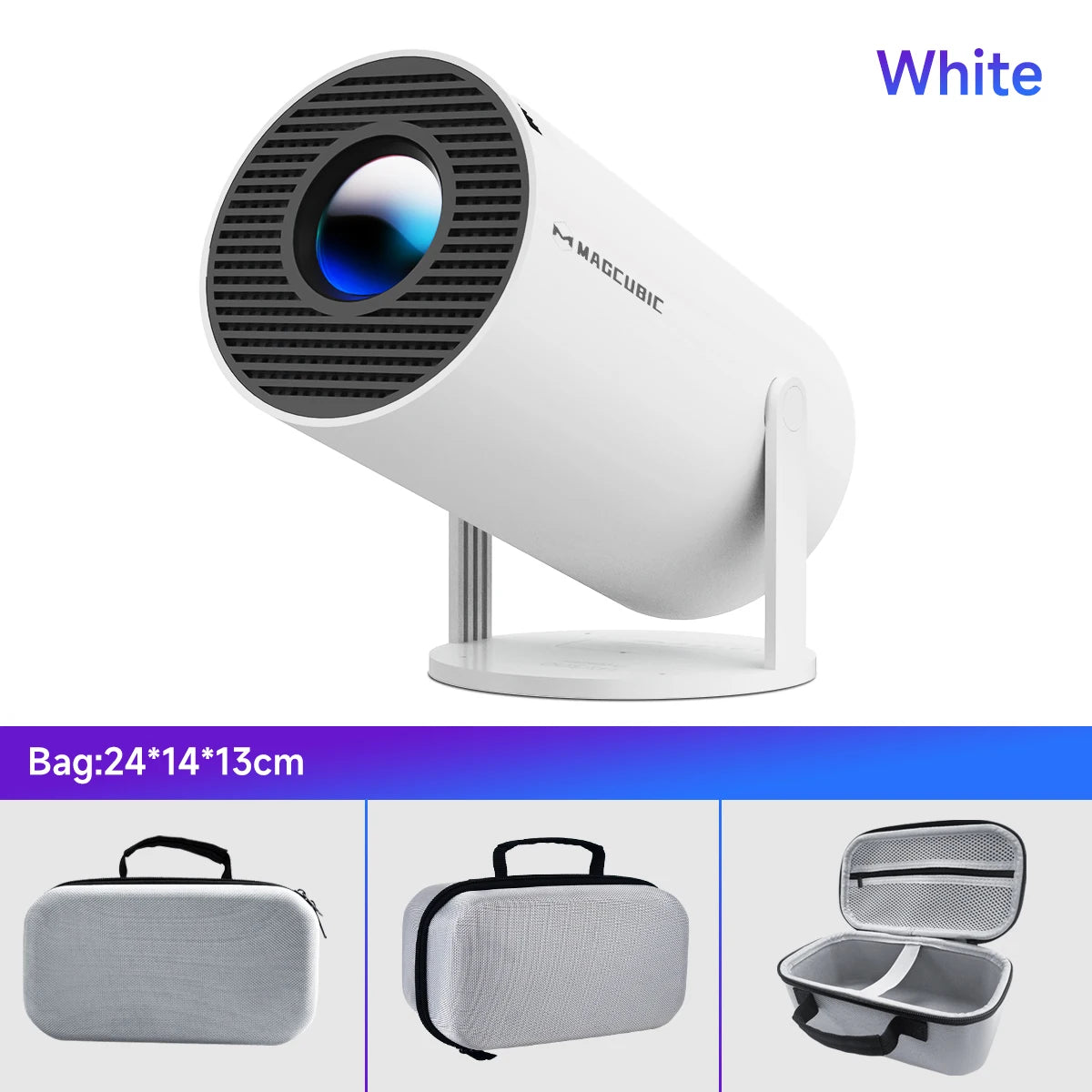 Magcubic Projector Android 14 8K 1280*720P HY300 Pro + Dual Wifi 290ANSI 180°flexible BT5.0 Cinema Outdoor Portable Projector