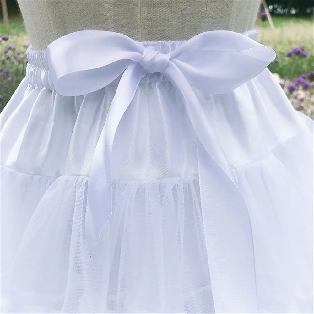 Women Flower Style Lolita Petticoats Crinoline Inner Bustle Cosplay Tutu Puffy Cancan Skirt Under Wedding Dresses