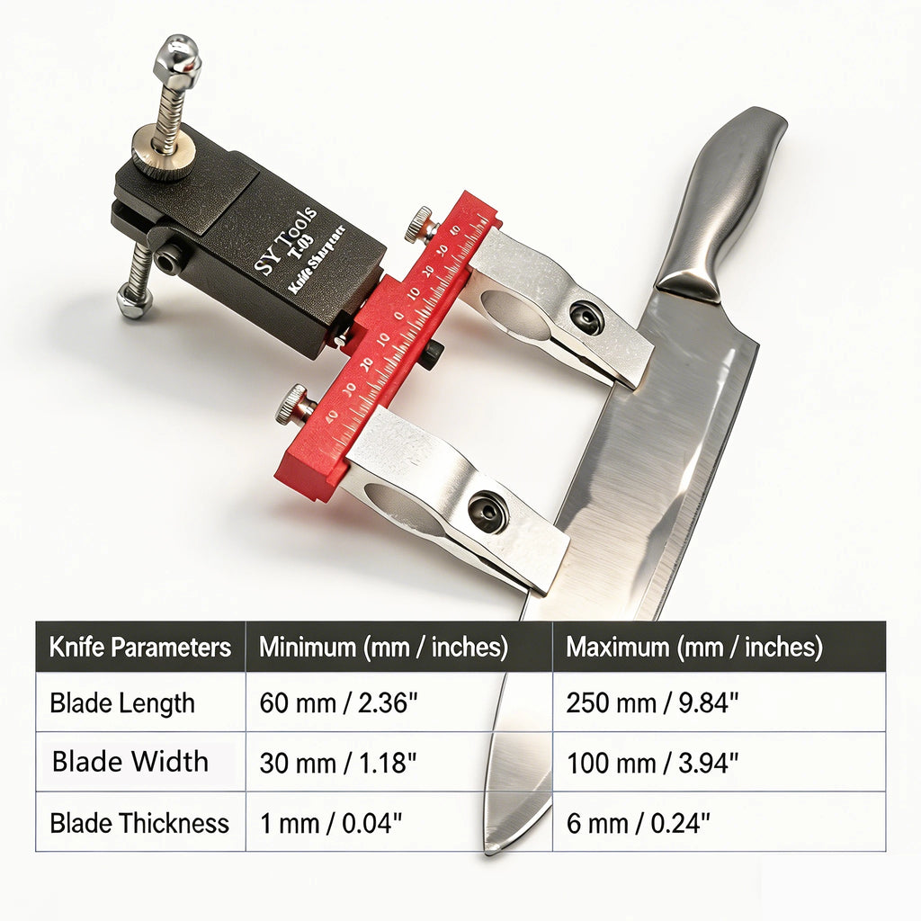 T03 Fixed-Angle Knife Sharpener System with 360° Flip, Laser-Etched Angle Scale, Dual Clamps