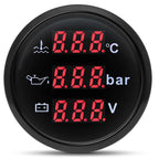 Auto Car 3 IN 1 52mm Gauge Water Temperature+Oil Pressure+Volt with Alarm Red LED Digital Water Temp Gauge+Sensor 12V24V Custom