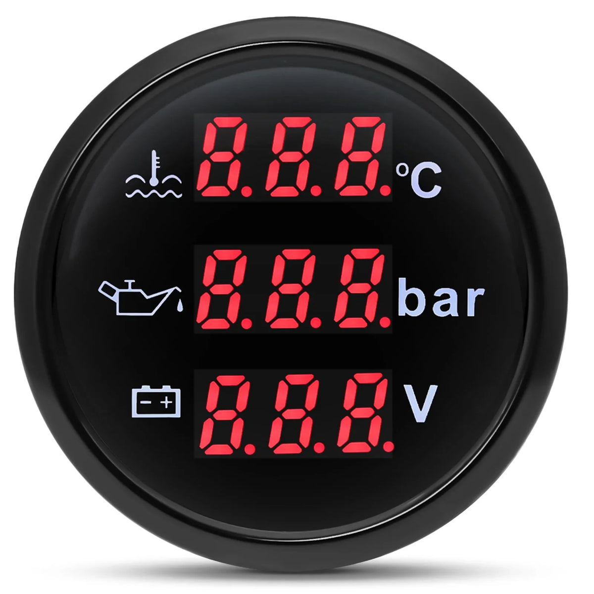 Auto Car 3 IN 1 52mm Gauge Water Temperature+Oil Pressure+Volt with Alarm Red LED Digital Water Temp Gauge+Sensor 12V24V Custom