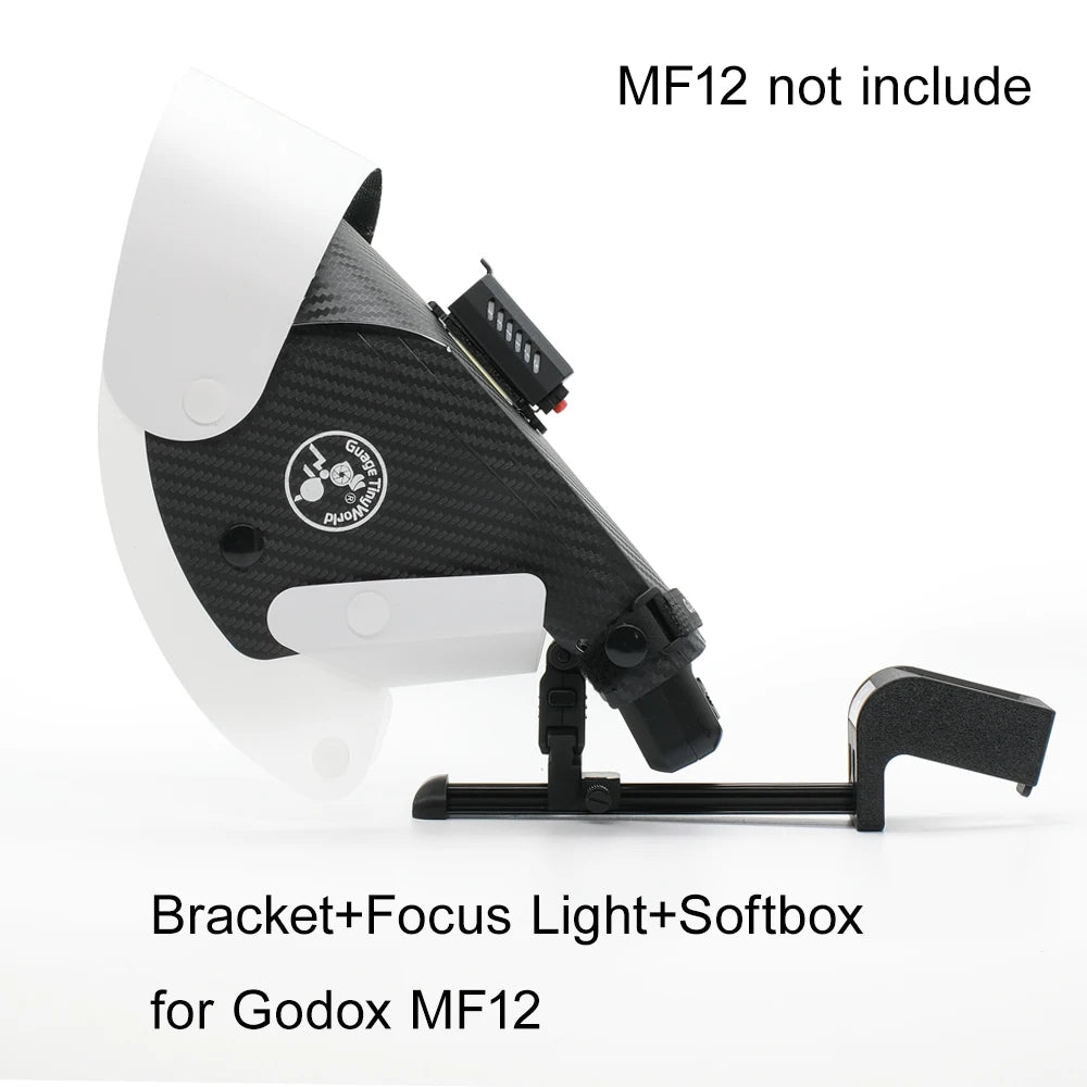 Macro flash diffuser telescopic bracket kit, adjustable, for Godox MF12 or iT32