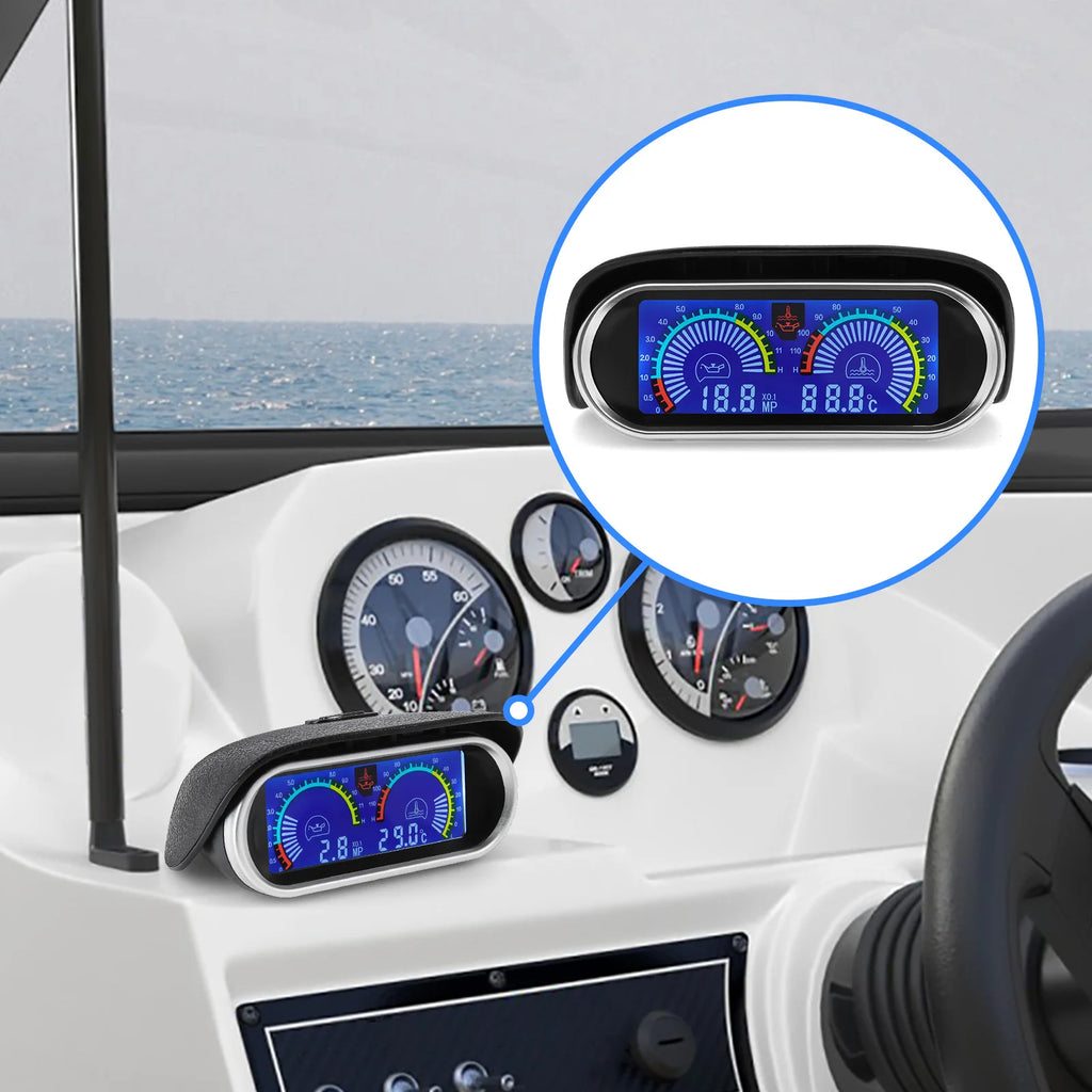2 In 1 LCD Car Digital Oil Pressure Gauge Water Temp Meter 1/8 NPT Oil Pressure sensor  Water Temperature Sensor 10mm