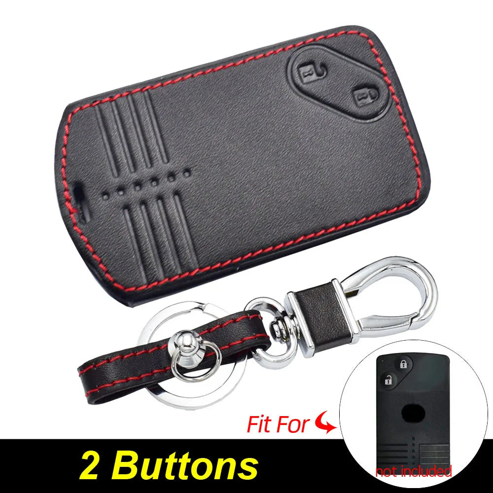 Leather Car Key Cases Smart Keyless Entry Remote Control Fobs Shell Protector Cover Skin For Mazda 5 6 CX-7 CX-9 RX-8 Miata MX-5