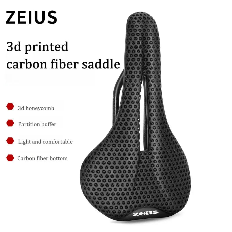 ZEIUS 3d Printed Bicycle Carbon Saddle Carbon fiber Comfortable Bicycle Saddle MTB Road bike Seat Saddle cushion Cycling parts