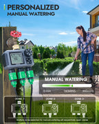 Insome Automatic Water Timer 3 Outlets Dip Watering Hose Faucet Sprinkler Timer Independent Control Programmer for Garden Yard