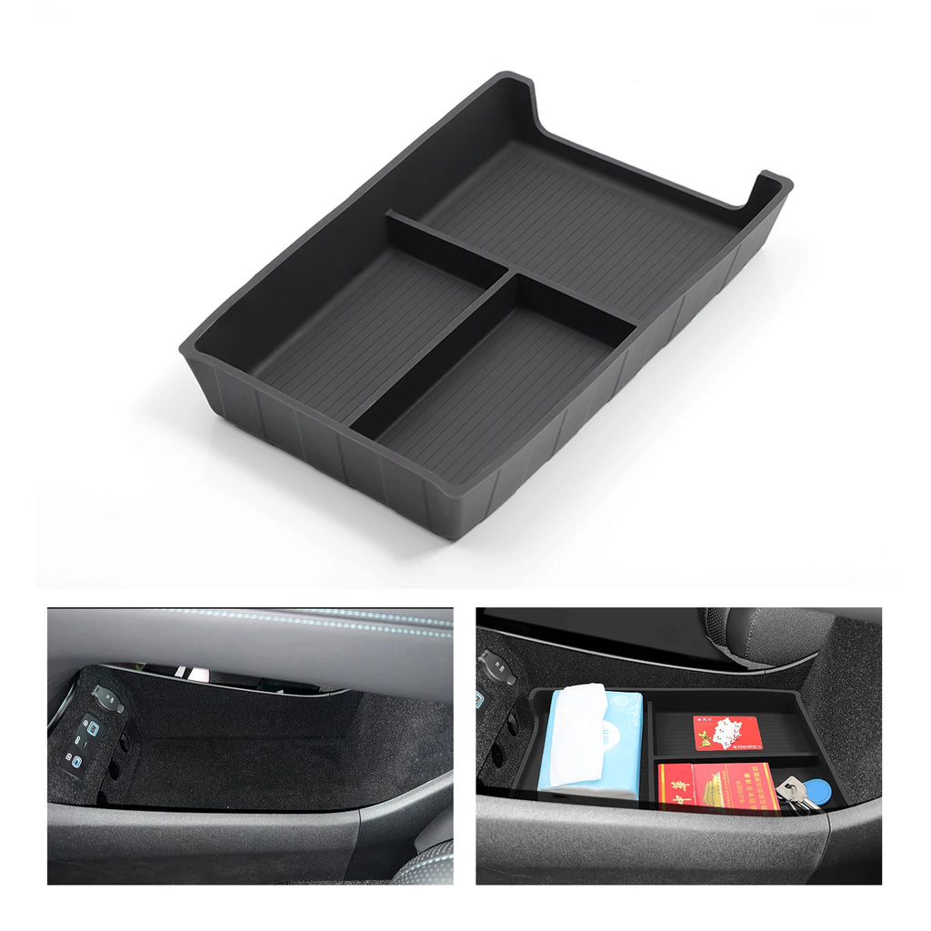 for BYD Sealion 7 2024 2025 Center Console Lower Storage Box Car Storage Tray TPE Organizers Tidying Interior Accessories