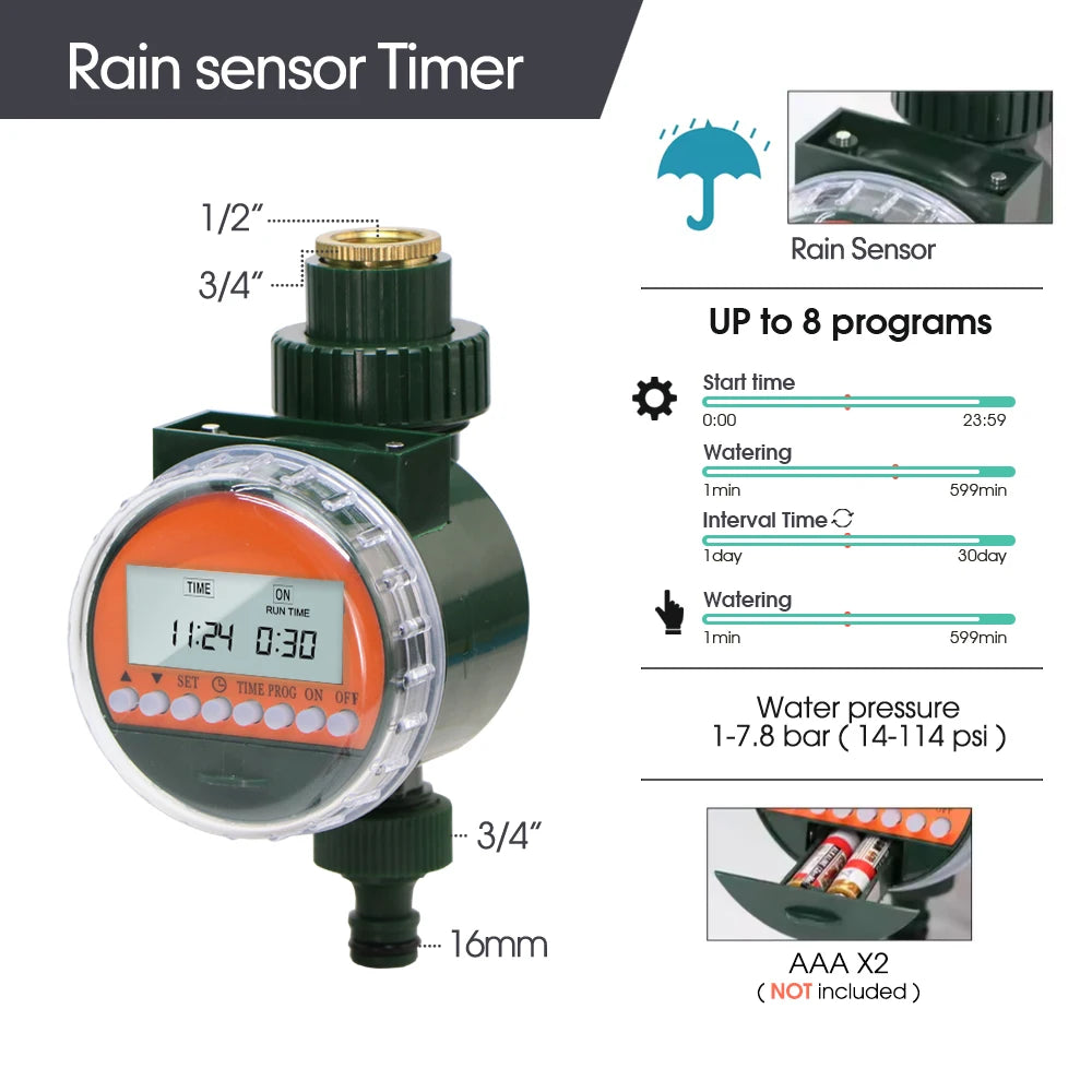 Popular Solar Power Water Timer Irrigation Solenoid Valve Controller Waterproof Power-saving Timer Irrigation Controller System