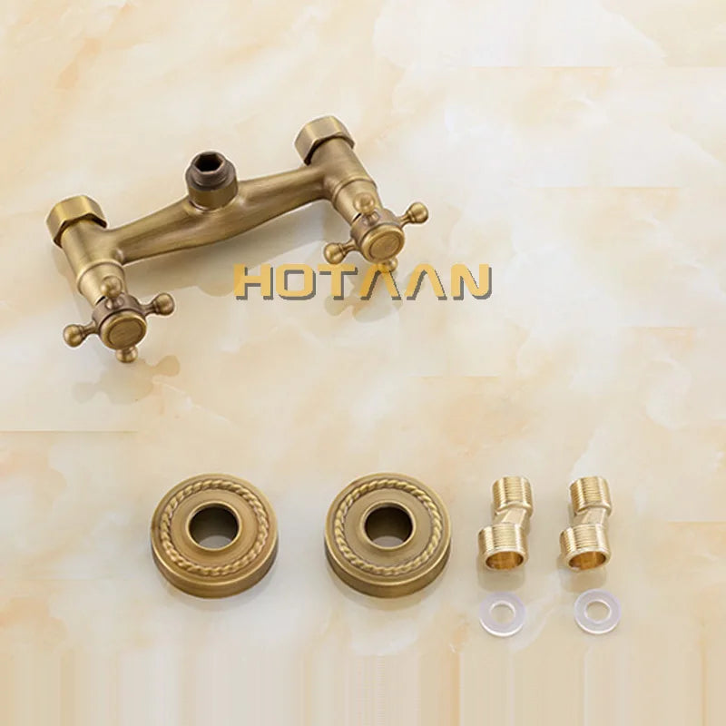 . Antique Brass Bathroom Bath Wall Mounted Hand Held Shower Head Kit Shower Faucet Sets YT-5346-P
