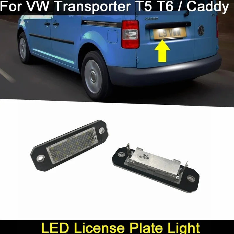 2Pcs For VW Transporter T5 2003-2015 T6 For Caddy 2004-2017 Tail White LED License Plate Light Number Plate Lamp Assembly