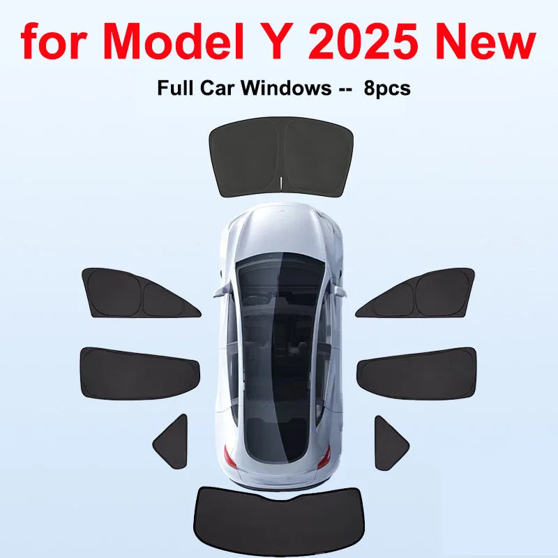 For Tesla Model Y Juniper 2025 2026 Launch Sun Shade Front Rear Side Window Sunshade Windshield Sun Outdoor Camping Accessories