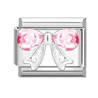2025 New Sweet Pink Zircon Heart Bows Cherry Moon Star DIY Making Bracelet Women Men Stainless Steel 9mm Italian Charm Links Fit