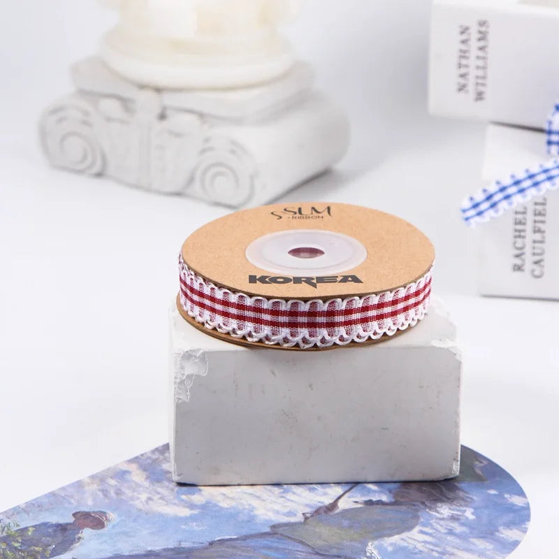 Kewgarden 10mm 25mm 38mm 1" 1.5" Plaid Ribbon DIY Hair Bows Accessories Clothing Sewing Materials Handmade Tape Crafts 10 Yards