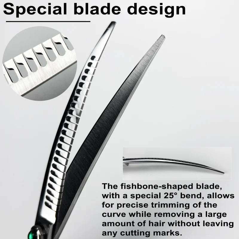 wingsbro 8/7 inch Pet Grooming Scissors,Dog Curved Scissors ,Pet Curved Thinning Scissors,Dog Shark Scissors