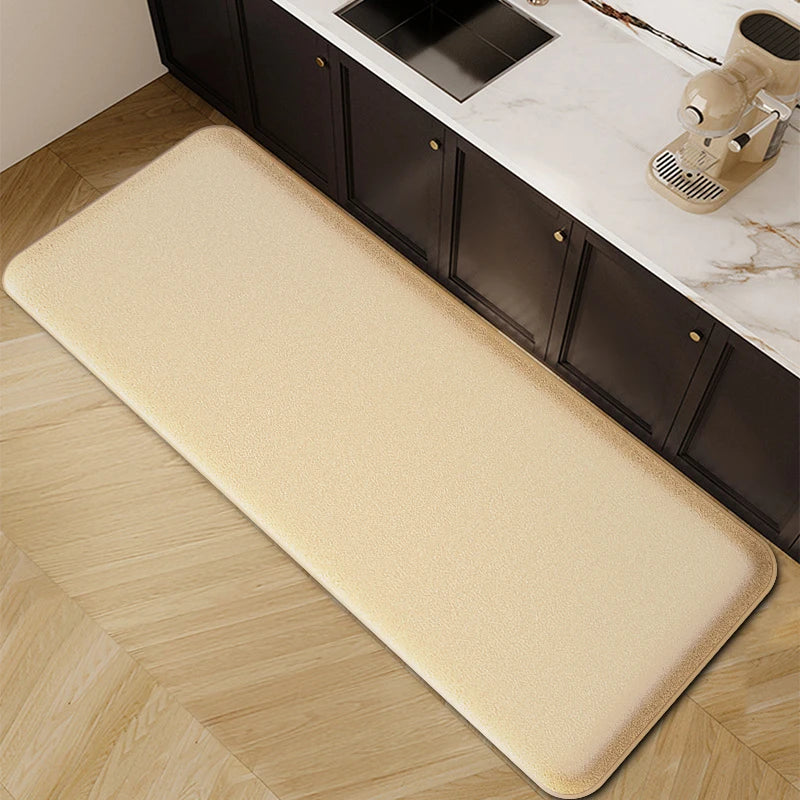 1pc Flannel Non-Slip Absorbent Floor Mat Runner, Apricot/Black/Blue/Gray, 40x60-60x200cm