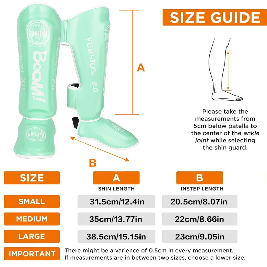 Muay Thai Shin Instep Guards Thickened Leg Protectors, Sanda Boxing Taekwondo, S-L, Multi-Color