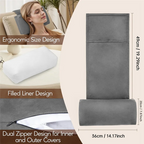 Recliner Headrest Neck Pillow Adjustable Non-Slip Velvet, Black or Gray