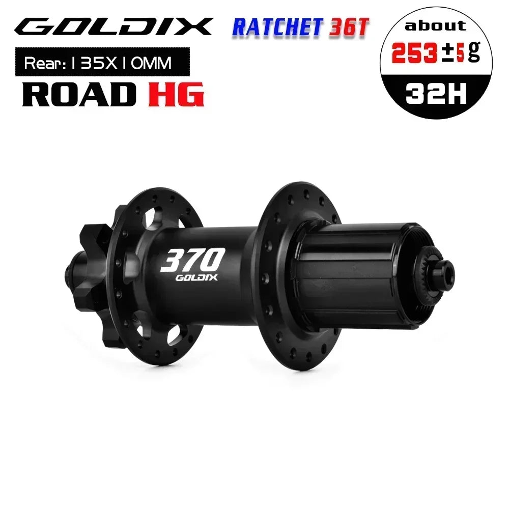 GOLDIX GDR370 ROAD Bicycle Hub 6-bolt Disc Brake Sealed Bearing J-Bend 28/32 Holes Ratchet 36T Hub for Shimano HG 11S SRAM XDR