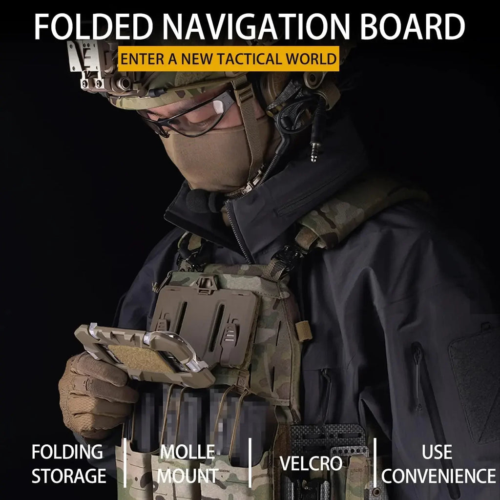 Molle folding phone map holder navigation board for tactical vest chest mount, black/green/desert, 1pc/5pcs