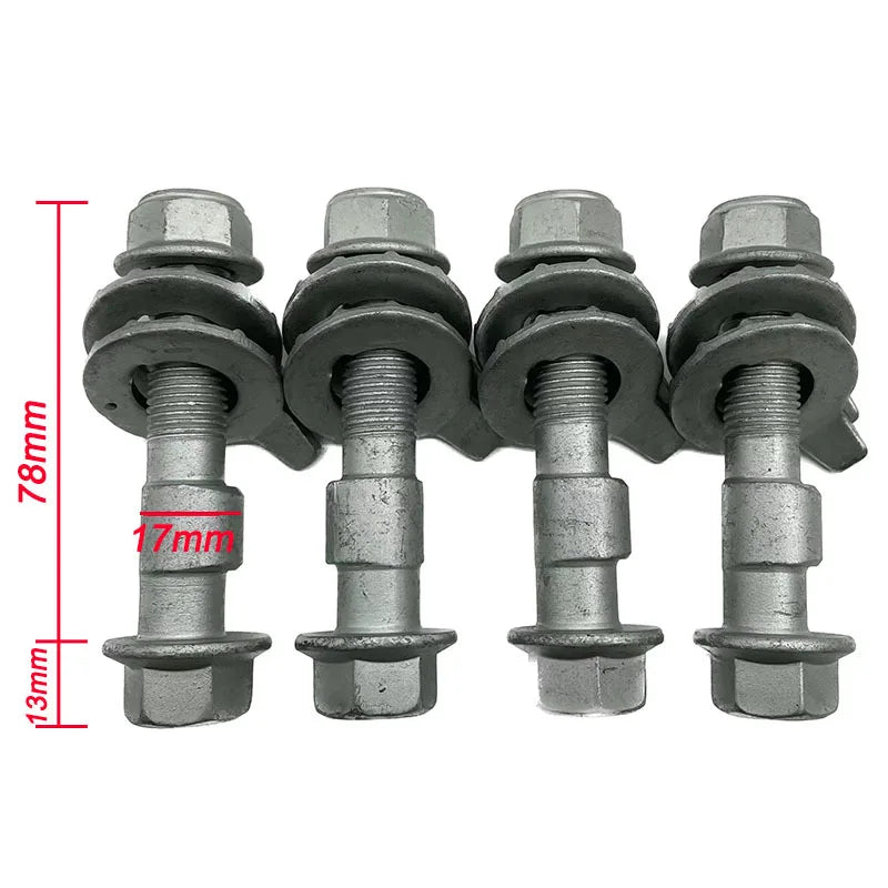 4PCS 10mm-17mm 12.9 Level Automotive Four Wheel Alignment Camber Bolt Tire Eccentric Screw Car Adjustment Repair Tools Silver