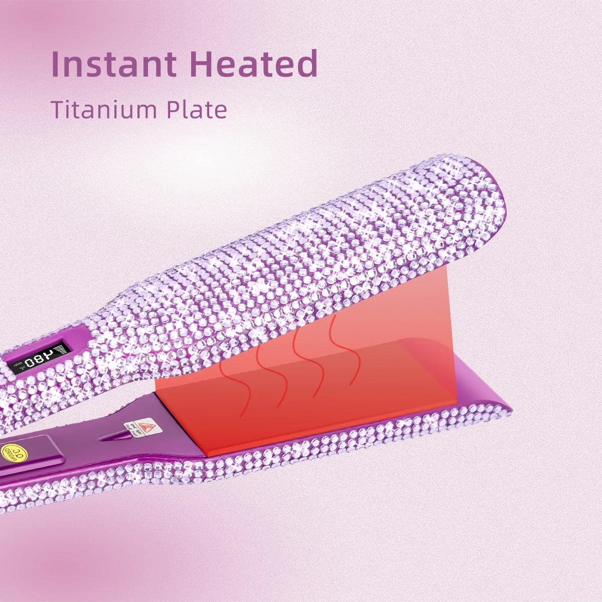 Rhinestones Hair Straightener 240°C Fast Heat 2 Inches Titanium Plate Flat Iron LCD Display Hair Styling Tool For Gift Travel