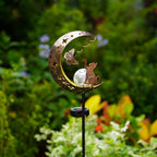 1pc Solar Lawn Light - Cat Paw & Butterfly Design with Moon & Stars, Outdoor Garden Decor Light, Iron Light for Yard, Party Gift