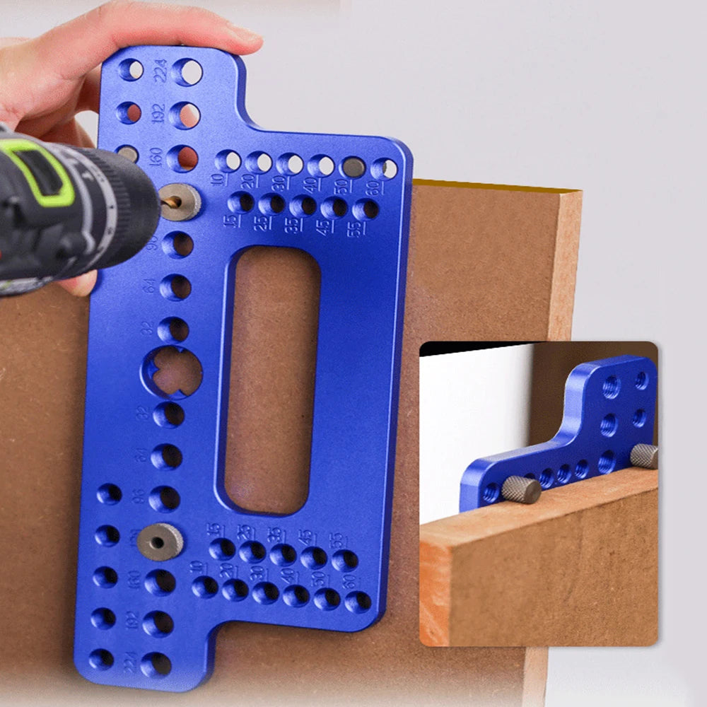 Woodworking Wood Door Handle Locator Puncher for Wardrobe Door Cabinet Positioner Drill Guide Sleeve Aluminum Alloy Pocket Jig