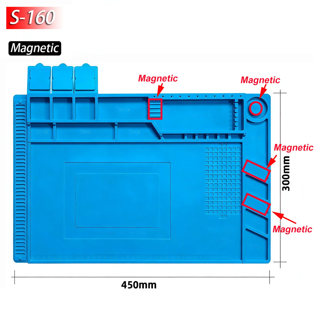 Silicone Soldering Pad Desk Platform Mat for Welding Station Iron Phone PC Repair Magnetic Heat Insulation No Lead S-160