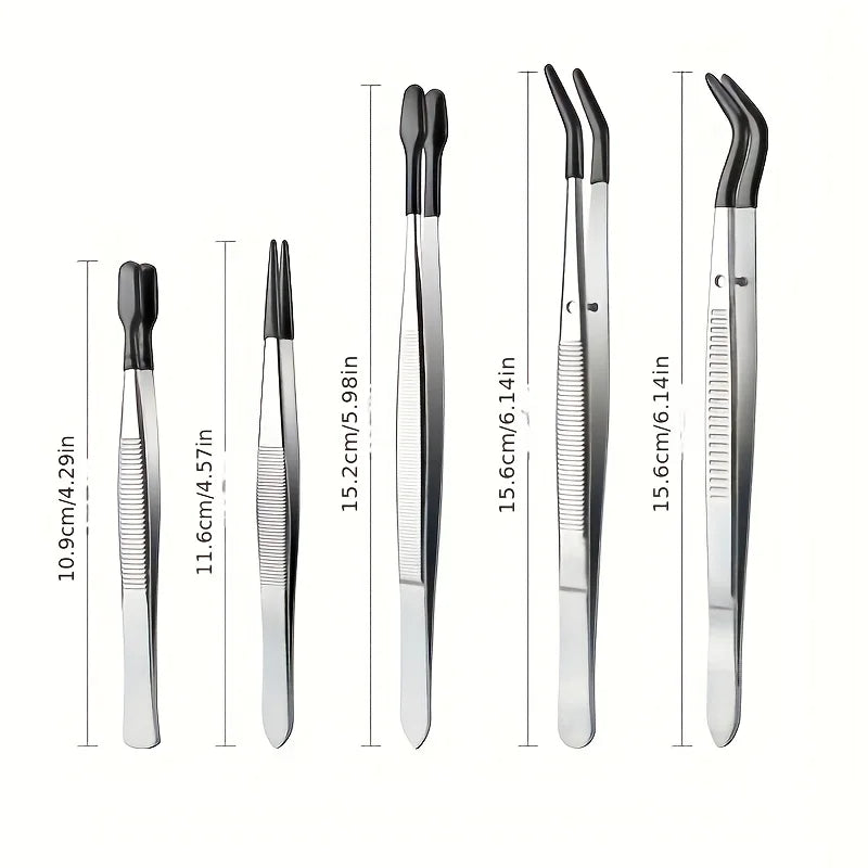Stainless Steel Tweezers High-End Stainless Steel Plastic-Coated Tweezers For Eyelash Extension Assistance Coin Stamp Clips