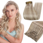 Full Shine Clip-In Human Hair Extensions Remy Double Weft 7pcs 105g Jet Black 12-24in