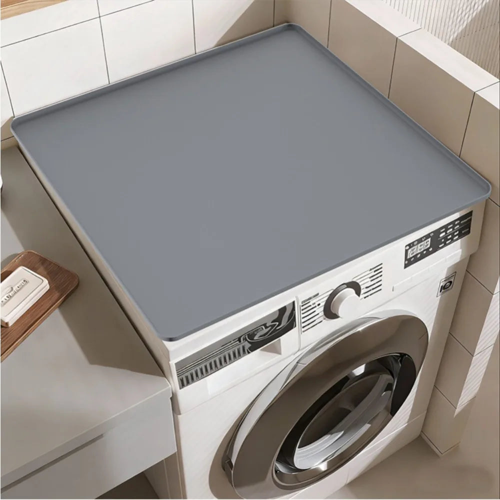 Silicone Washing Machine Top Cover Mat 60x60cm Dustproof Protective Pad Black/Grey