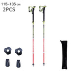 Folding carbon fiber trekking pole quick lock 115-135cm, black/red, 1pc or 2pc