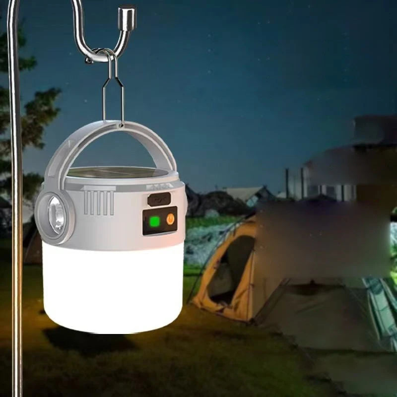 LED Light Solar Powered Light USB Rechargeable Ultra Bright Camping Light Handheld Design IP55 Waterproof Rechargeable Light New