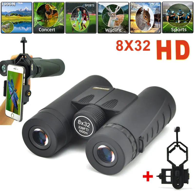 Visionking Professional 8x32 Binocular Long Eye Relief Outdoor Sport Camping Birdwatching Travling Survival Bak4 Roof Telescope