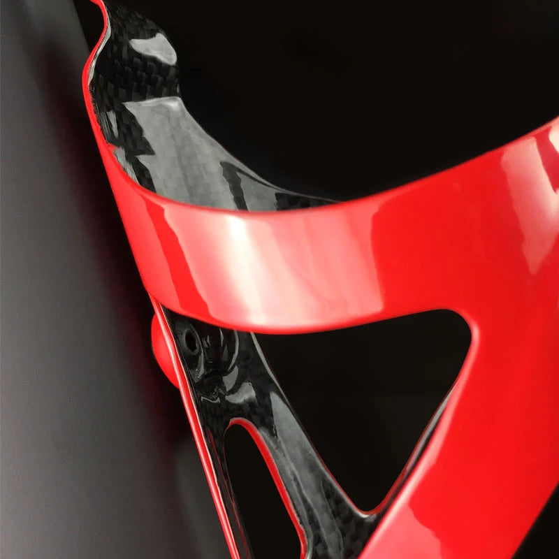 Carbon Fiber Bicycle Water Bottle Cage Holder, One-Piece High Strength, Glossy/Matt Black, Red, White