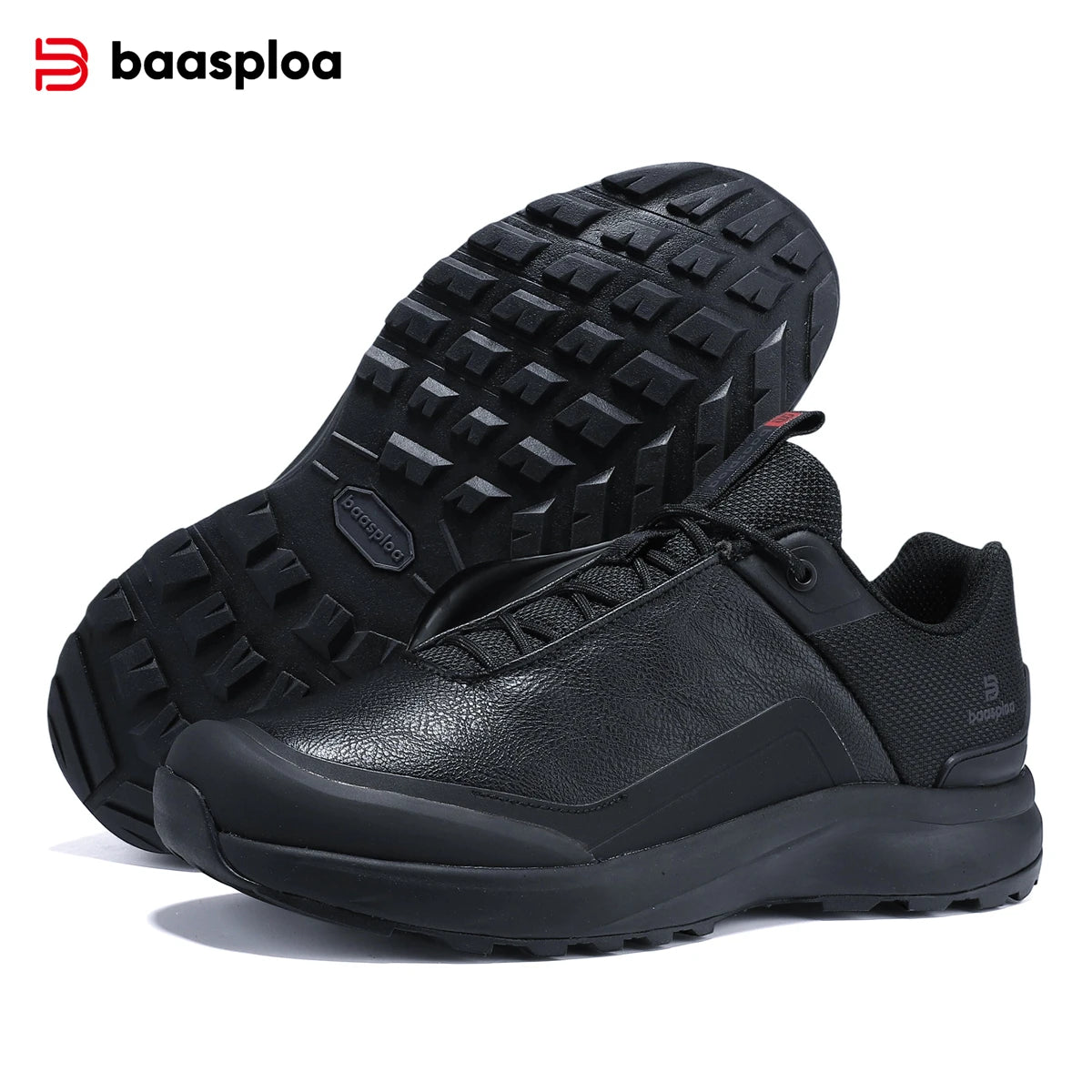 Baasploa Hiking Shoes Men Outdoor Climbing Lace-Up Sneakers Male Anti Splash Water Casual Wear-Resistant Non-slip Walking Shoes