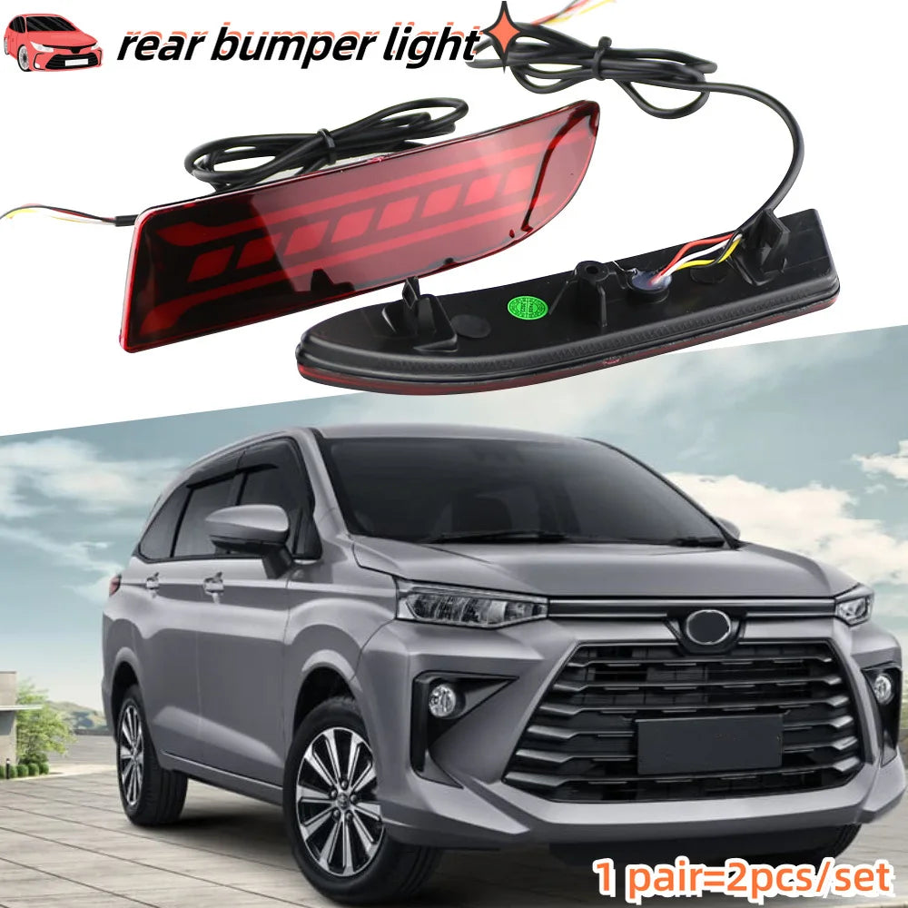 2pcs Rear Bumper Reflector LED Light for Toyota Avanza 2022-2024 Brake/Turn/Reverse