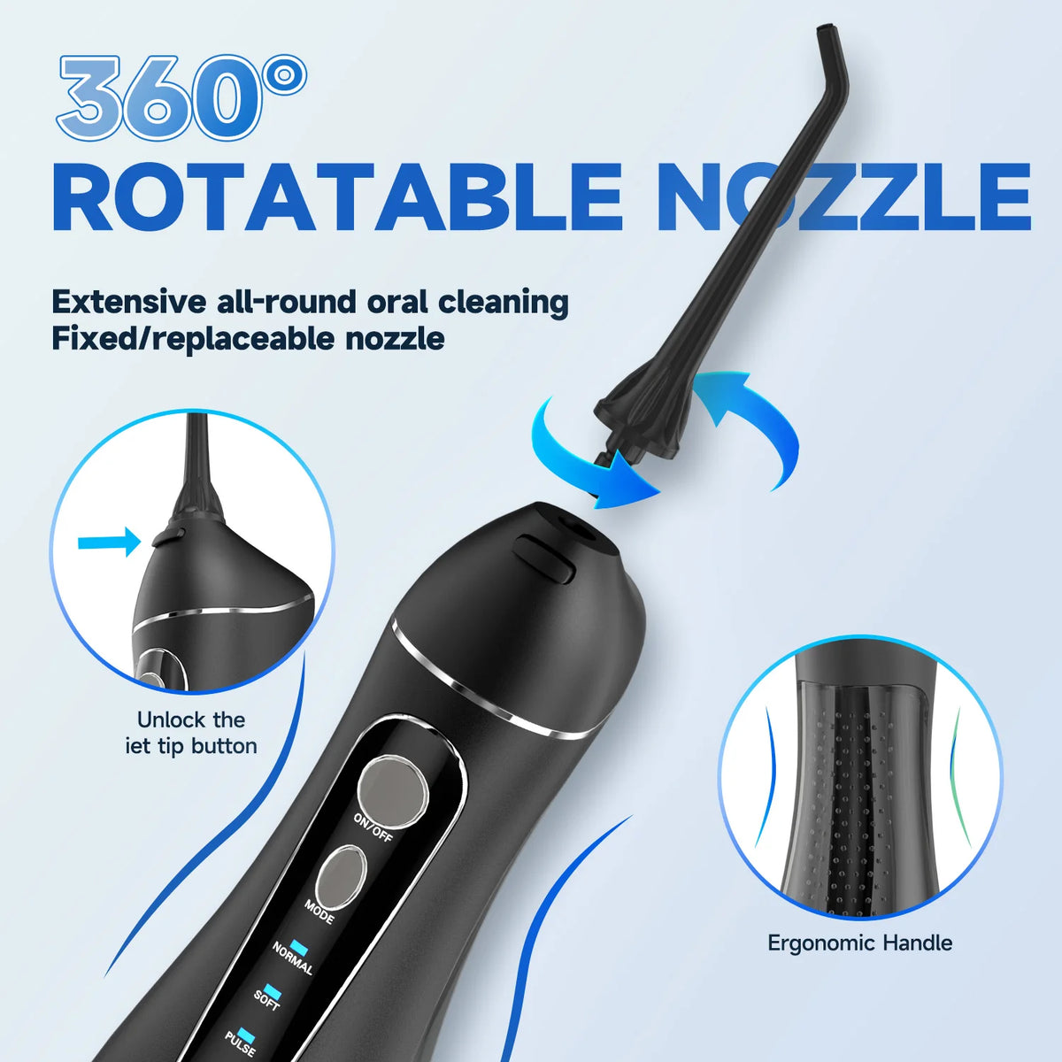Water Floss Portable Cordless F18 Water Flosser 3 Cleaning Modes Waterproof Rechargeable Water Cleaner 4 Nozzles Clean Gums