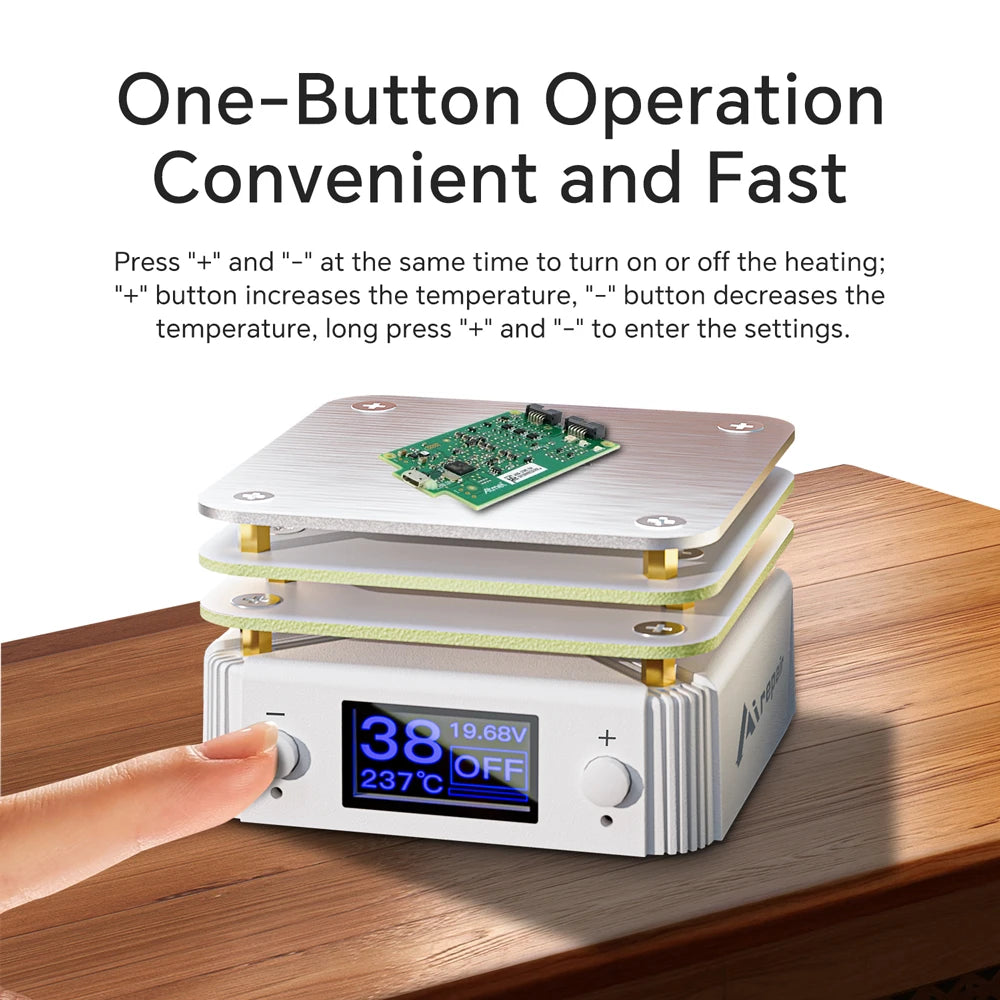 NEW 65W 20V PD Constant Temperature Heating Station 10-240°C Adjustable PCB SMD Board Soldering Plate for Soldering Repair DIY