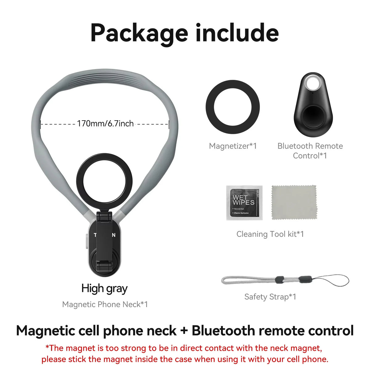 TELESIN Silicone Magnetic Quick Release Neck Mount Hold for Iphone 15 14 13 12 11 SAMSUNG XIAOMI Smart Phone Accessories