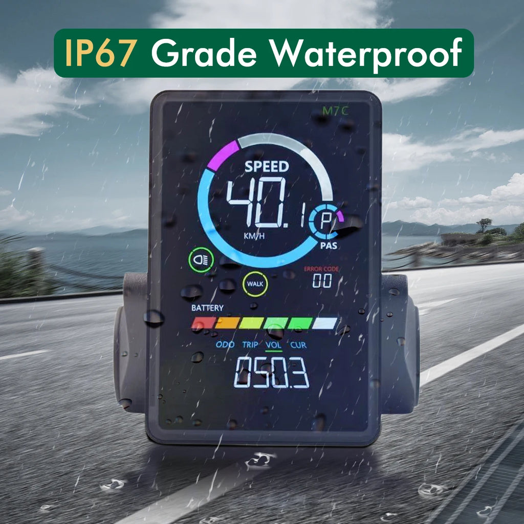 M7C-2 Electric Bike LCD Display Meter UART2 with USB, 24V-60V, 5/6 Pin Options
