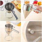 600/1200ML Oil Bucket with Holder Stainless Steel Funnel Dispenser Cupcake Pancake Batter Octopus Ball Kitchen Baking Tool