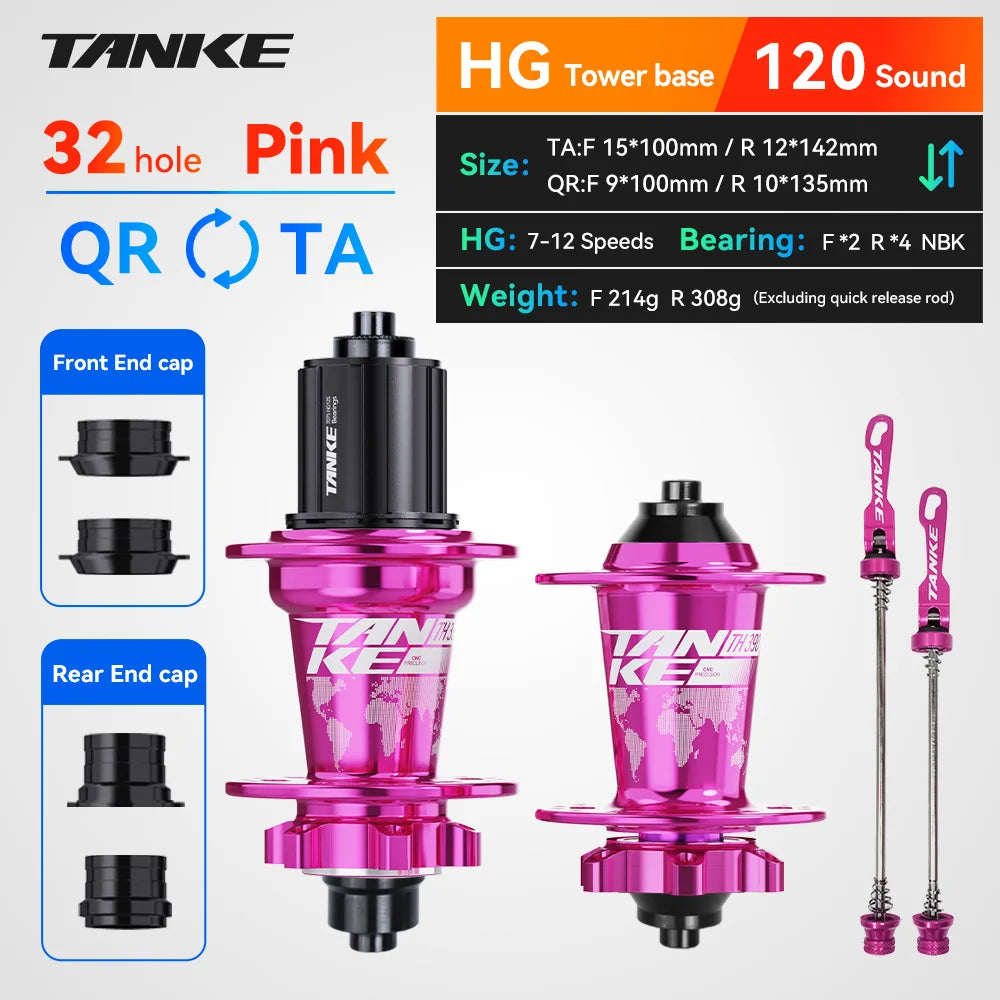 TANKE 120 Click Hub 6 Bearing MTB Hub Front Rear 28 32 36 Holes Disc Brake Mountain Bicycle Hubs 7 8 9 10 11 12 Speed Bike parts