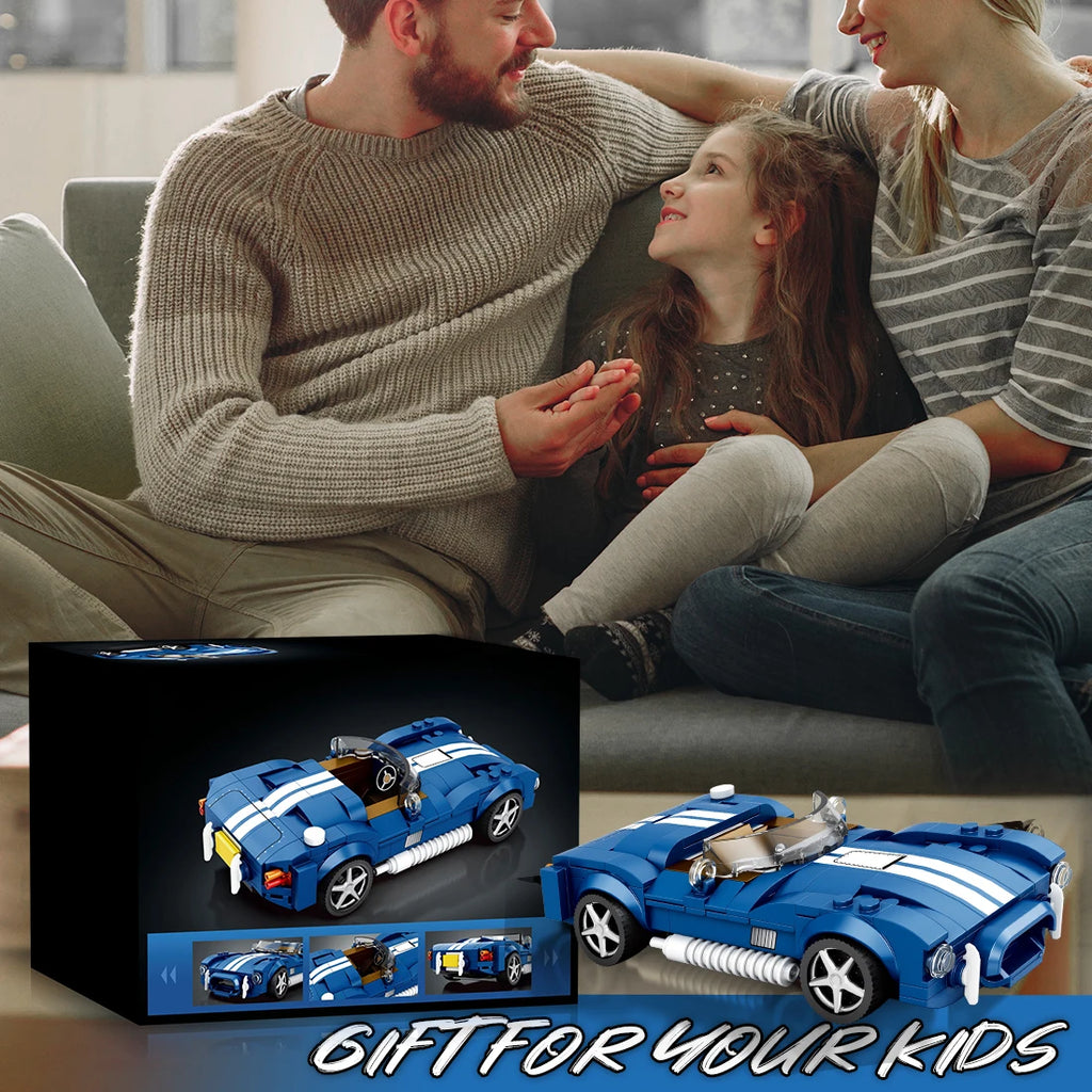 312PCS Blue Sport Car Building Block Set Creative City Vehicle Diy Car Model Bricks Desktop Display Toys For Kids Holiday Gifts