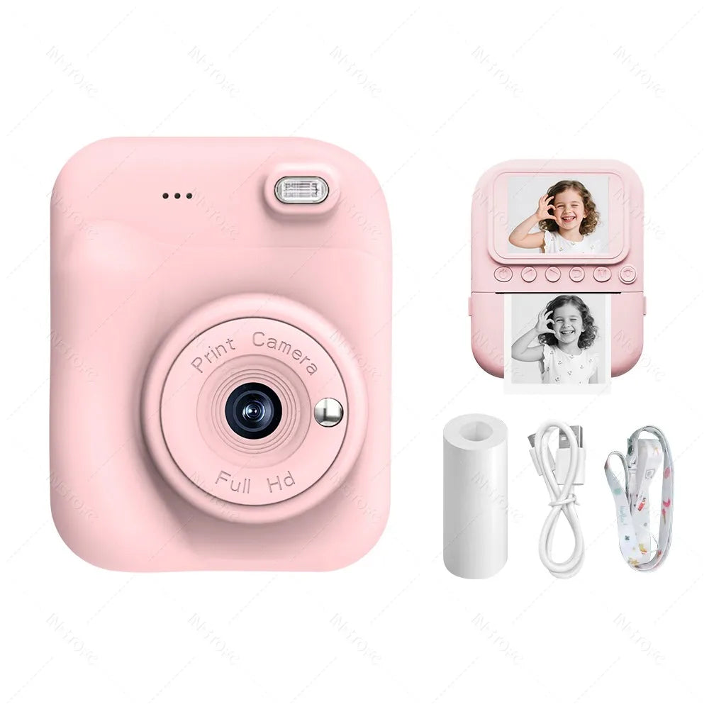 Kids Instant Camera Color Printing 2.4''IPS Digital 1080P Video Photo Thermal Printer 57x25mm as a Gift for Girls,Boys,Children