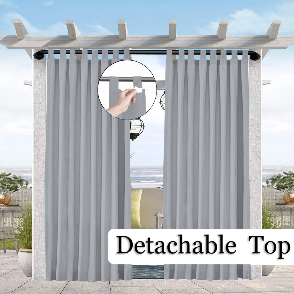 1PC Sun-Blocking & Waterproof Curtain - Easy-Hang Tab Top for PatioPergola & Gazebo Decor
